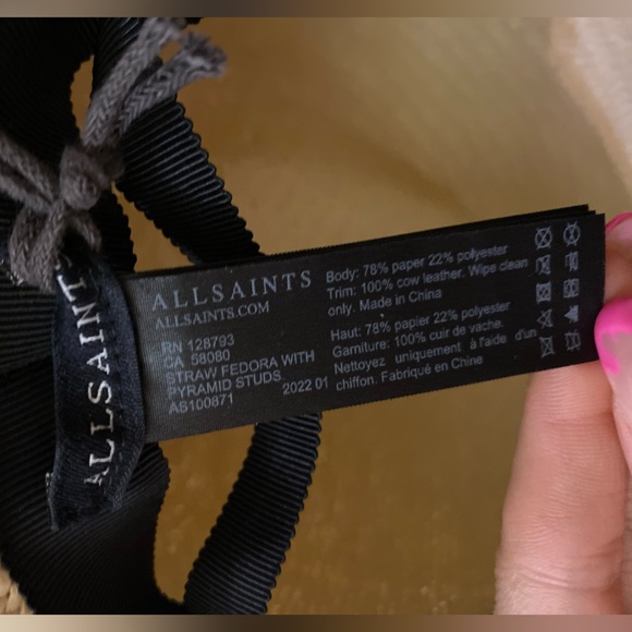 ALLSAINTS Paige Studded Light Woven Straw Fedora - Picture 16 of 16